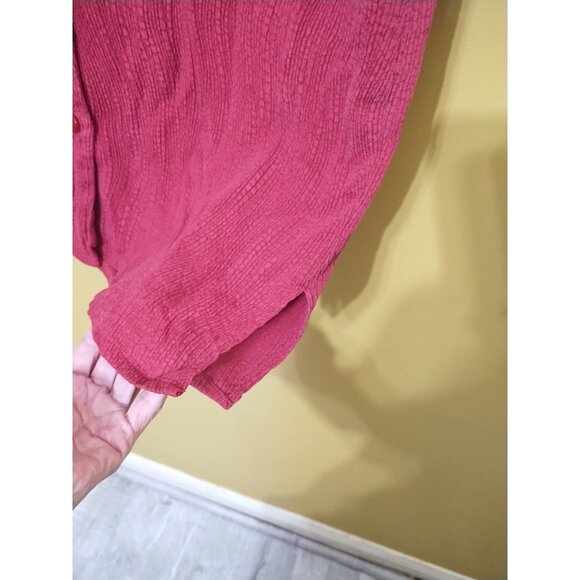 VTG 90s SK & Company Shirt Sleeve Lightweight Crinkle Silk Blouse Sz 8 Retro - Picture 2 of 5